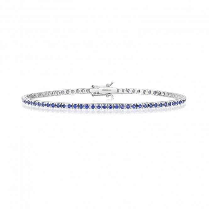 Shiny cuff bracelets-18ct White Gold Sapphire Bracelet BDQ200WS