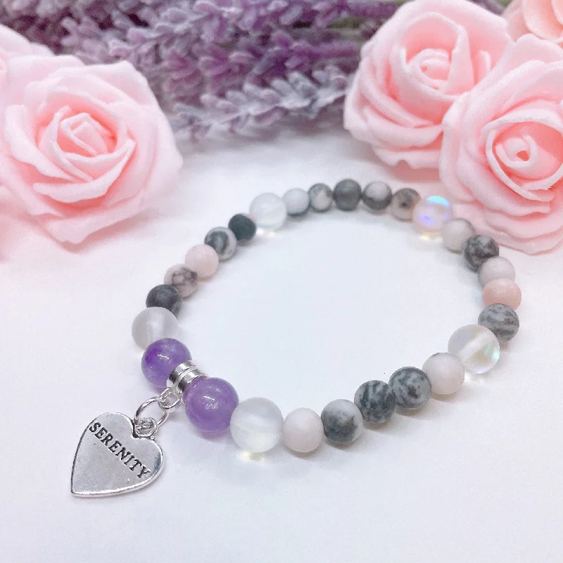 Owl feather bracelets-Serenity Heart Companion Charm Bracelet Amethyst