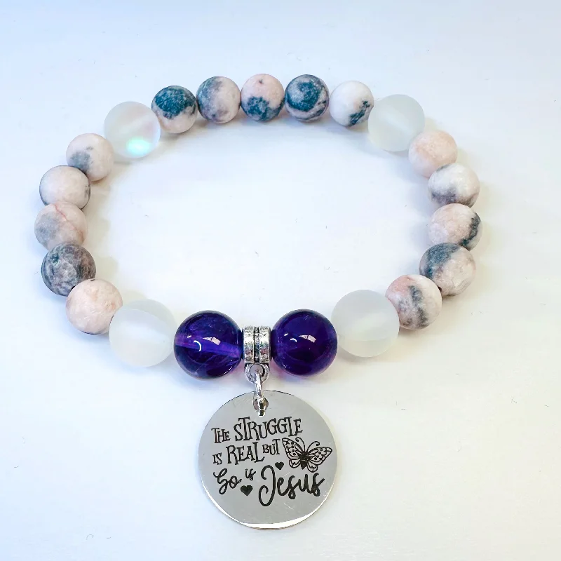 Hope eye bangles-The Struggle is Real and So is Jesus Classic Charm Bracelet Amethyst