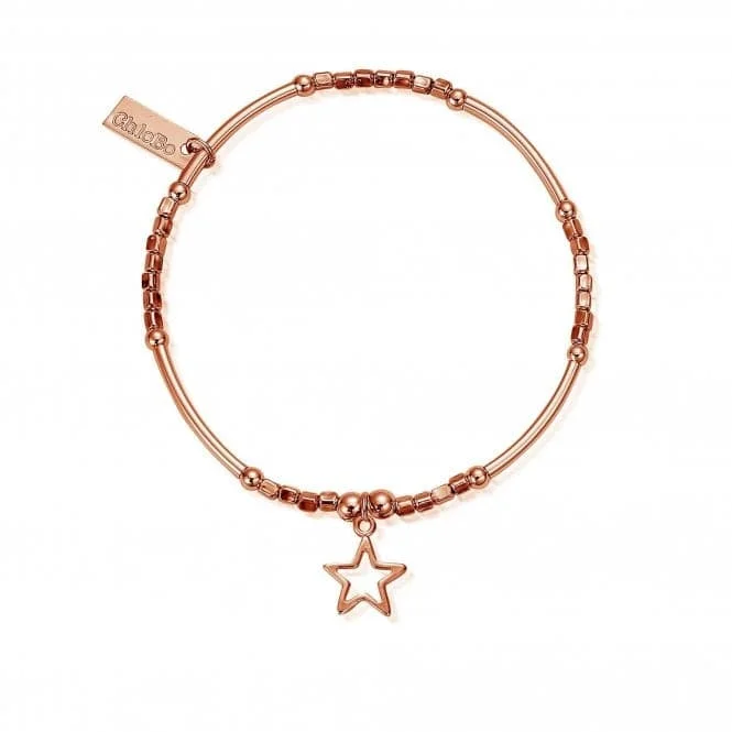 Shiny modern bracelets-ChloBo Rose Gold Mini Noodle Cube Small Open Star Bracelet RBMNC1066