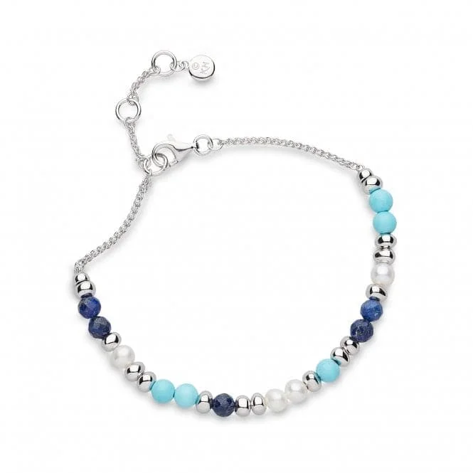 Solid stone bracelets-Coast Tumble Azure Gemstone Beaded Bracelet 70177LMGP