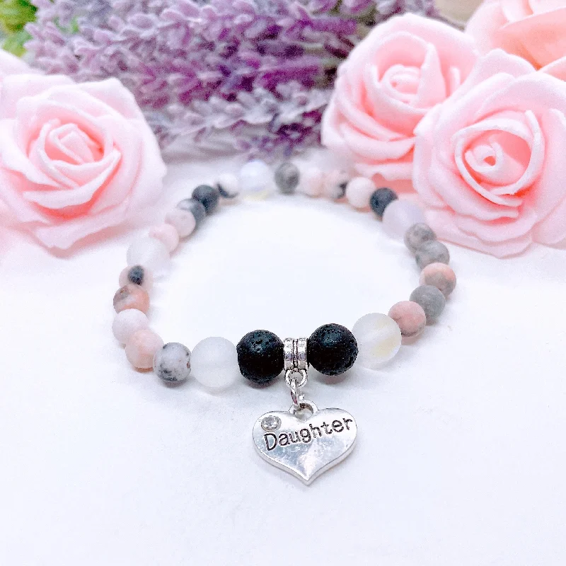 Clear crystal bangles-Daughter Heart Companion Charm Bracelet Lava