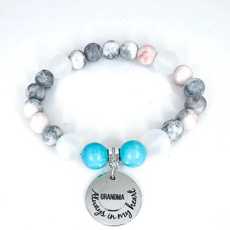 Akoya pearl bracelets-Grandma: Always in my Heart Classic Charm Bracelet Turquoise