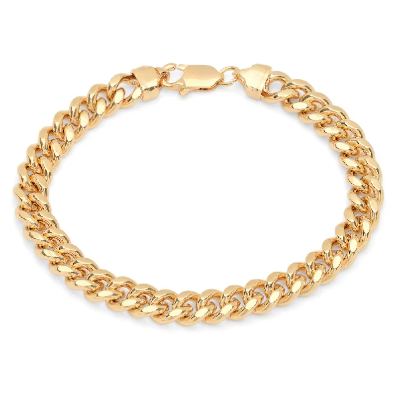 Fine filigree bangles-Yellow Gold Plated 9 mm Miami Cuban Link Bracelet (8.5 Inch)