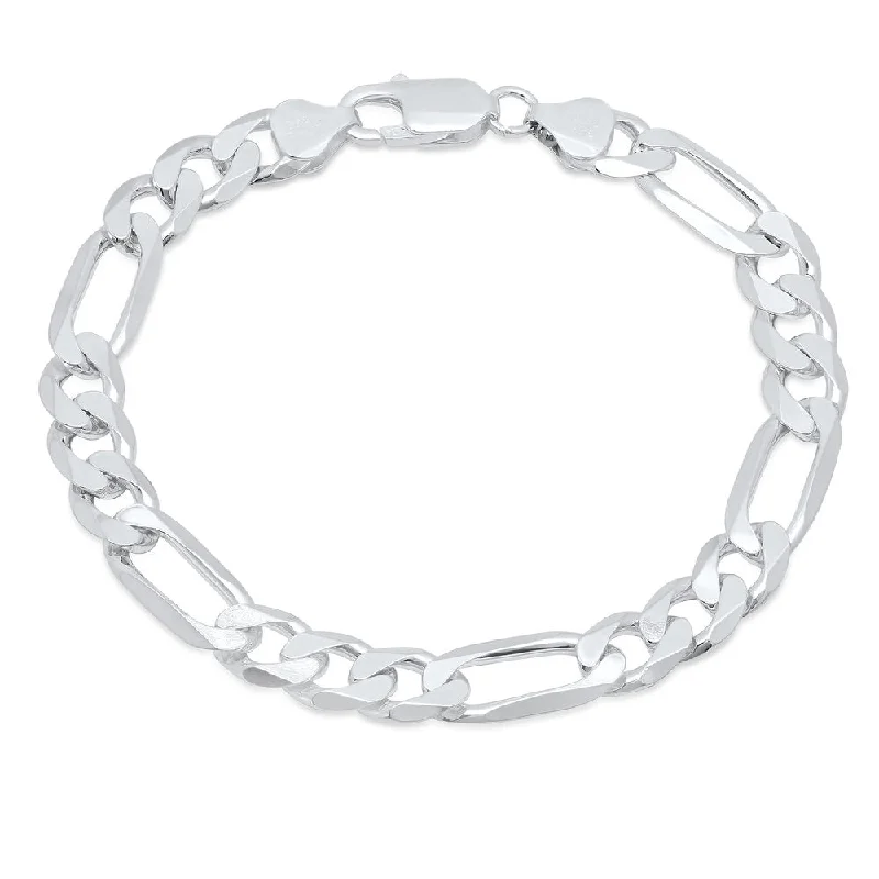 Solid stone bangles-Sterling Silver 8mm Figaro Bracelet (7-9 Inch)