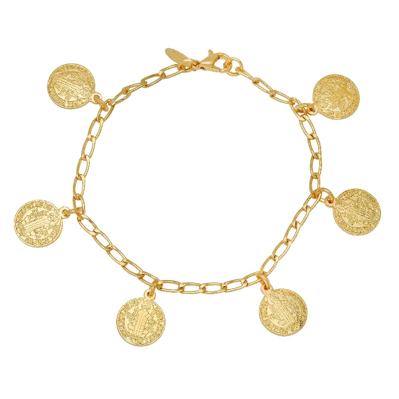 Aged flair bracelets-Yellow Gold and Rhodium Plated San Benito Charm Bracelet