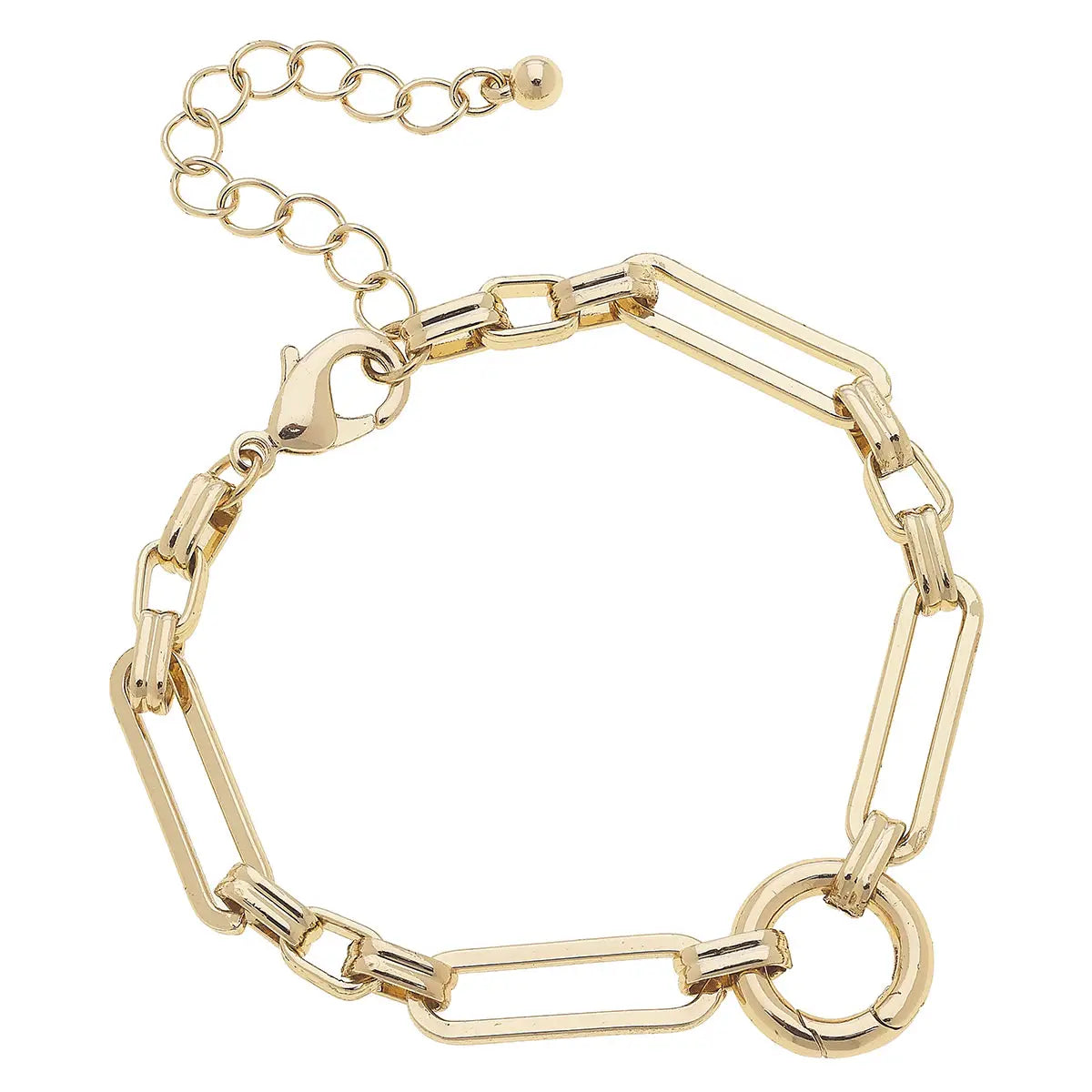 Hand-glossy bangles-Bella Linked Charm Bracelet Base in Shiny Gold