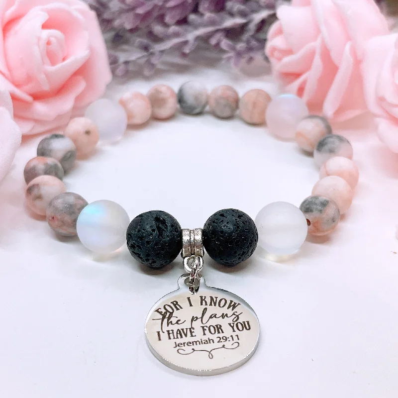 Solid stone bracelets-For I Know the Plans I Have for You Classic Charm Bracelet Lava