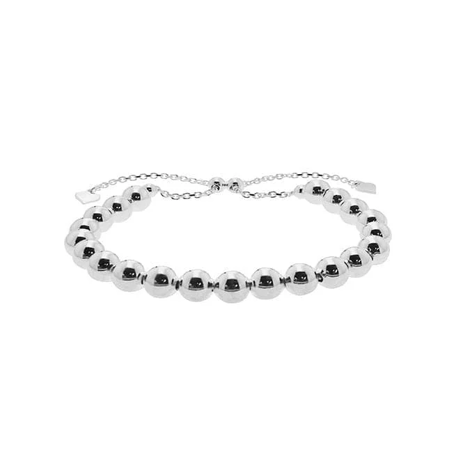 Stacked chain bracelets-Acotis Silver Bracelet Bead Pull Style G2649