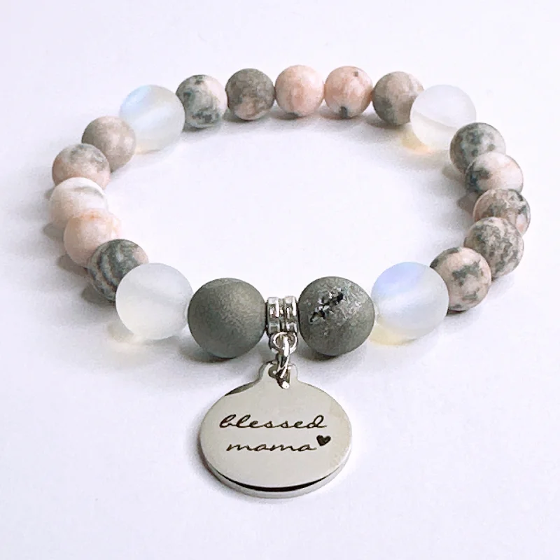 Sleek form bracelets-Blessed Mama Classic Charm Bracelet Druzy