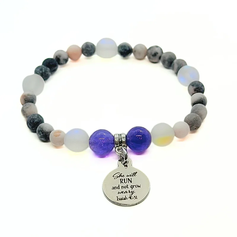 Pure druzy bangles-She Will Run and Not Grow Weary Companion Charm Bracelet Amethyst