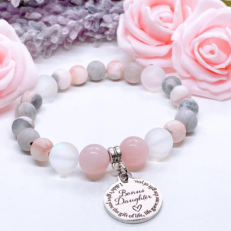 Woven thread bracelets-Bonus Daughter Classic Charm Bracelet Rose Quartz