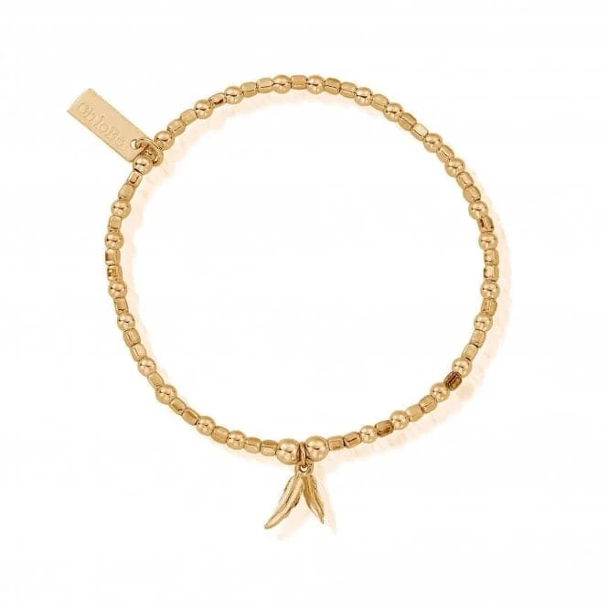 Flat metal bangles-ChloBo Gold Double Feather Bracelet GBCFB1096