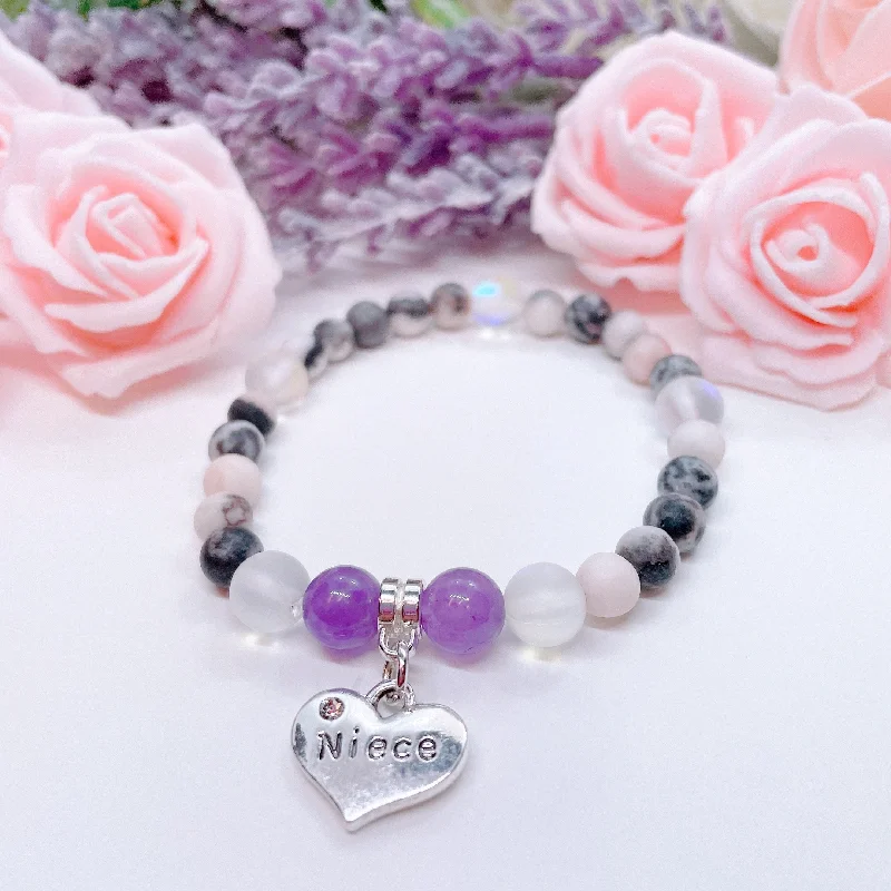 Thai tile bracelets-Niece Heart Companion Charm Bracelet Amethyst