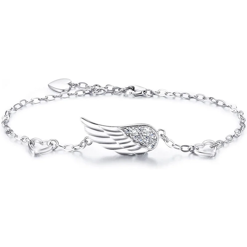 Braided thread bracelets-Silver Angel Wing Bracelet