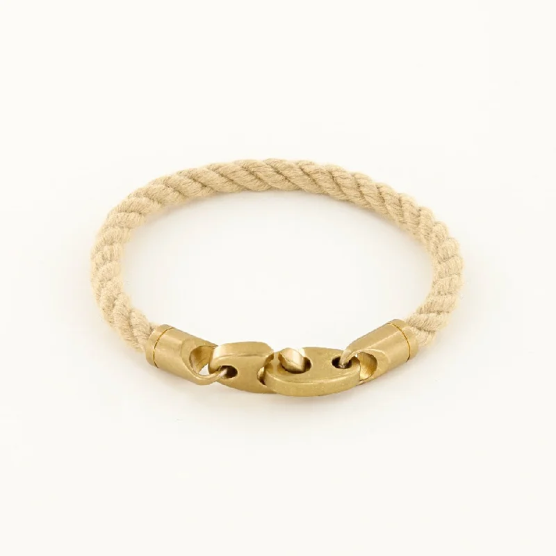 Fine rose bangles-Journey Single Wrap Rope Bracelet with Matte Brass Brummels