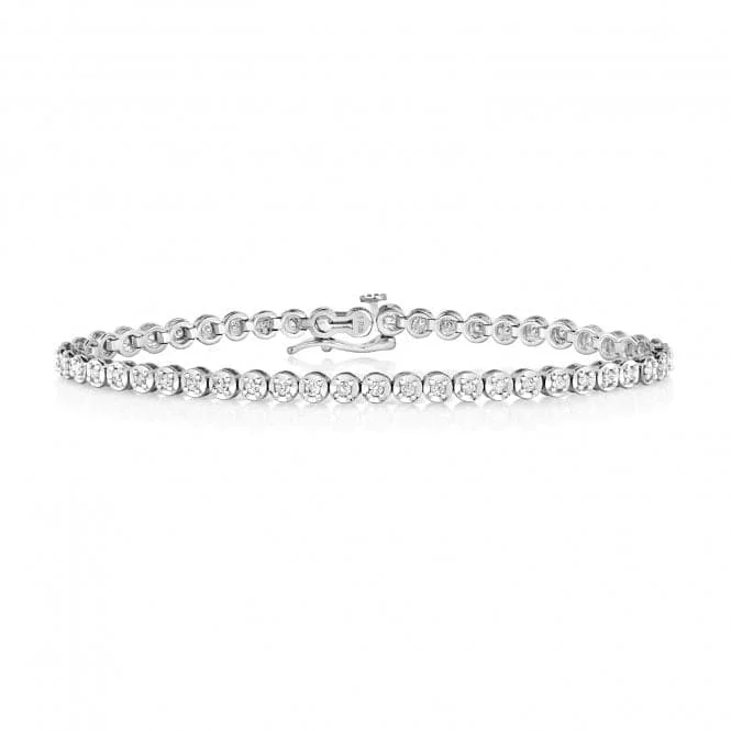 Emerald bead bracelets-Diamond Jewellery 9ct White Gold Diamond Tennis Bracelet BD015W