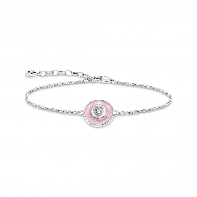 Thread edge bangles-Sterling Silver Enamel Zirconia Pinkish Bracelet A2143-691-9