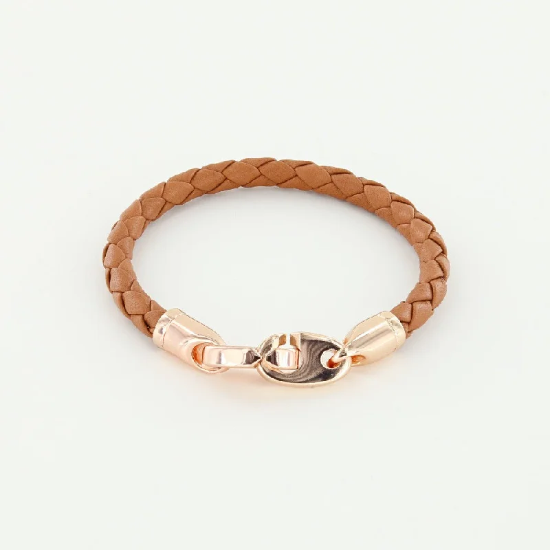 Ruby bracelets-Lure Single Wrap Leather Bracelet with Rose Gold Brummels