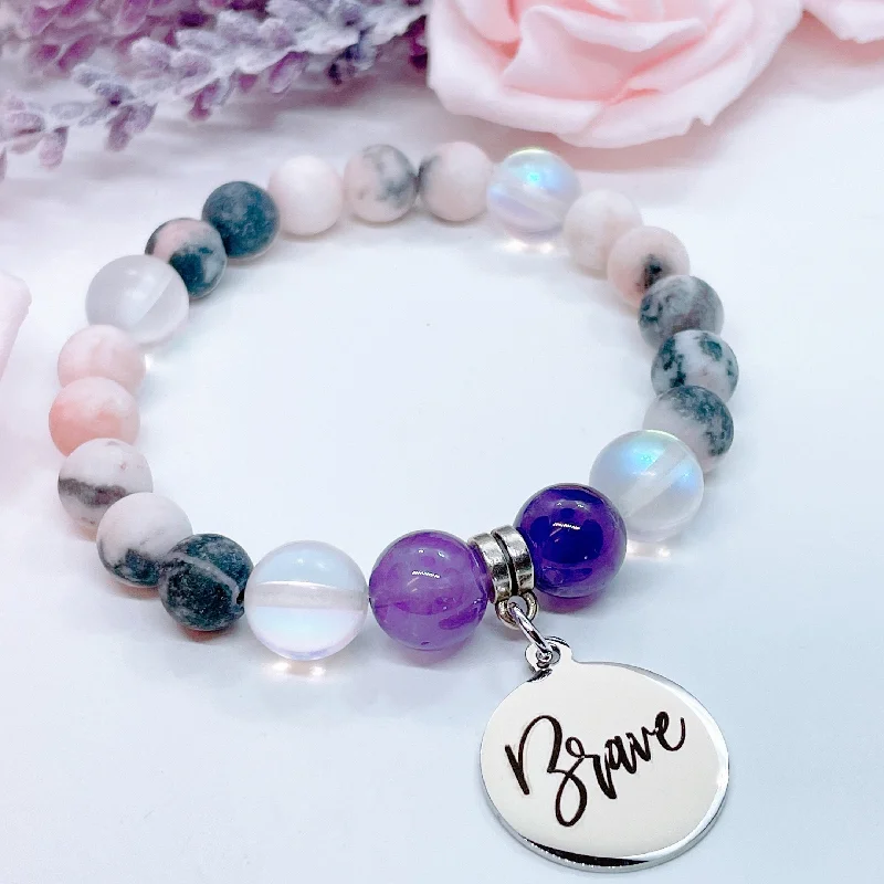 Square shape bracelets-Brave Classic Charm Bracelet Amethyst