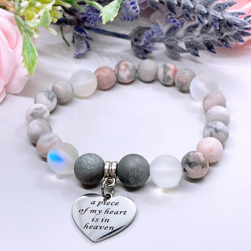 Sun theme bracelets-A Piece of my Heart is in Heaven Classic Charm Bracelet Druzy