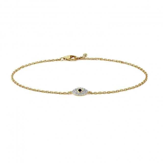 Thread wrap bracelets-Diamond Jewellery 9ct Gold Diamond Evil Eye Bracelet BD036