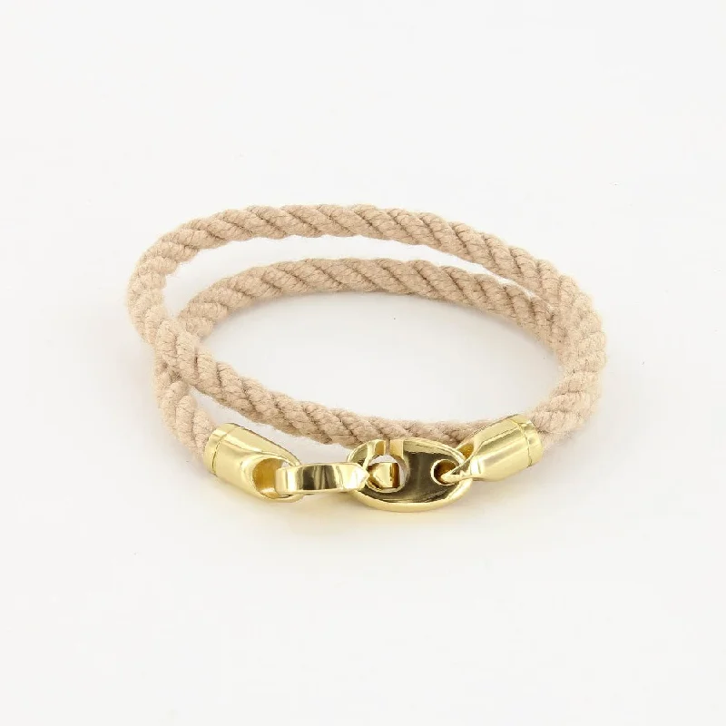 Open frame bracelets-Endeavour Double Wrap Rope Bracelet with Polished Brass Brummels