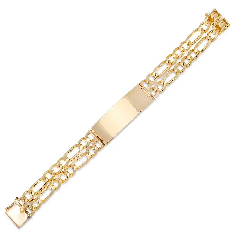 Fine stack bracelets-14K Yellow Gold 8 mm Double Strand Figaro Link ID Bracelet