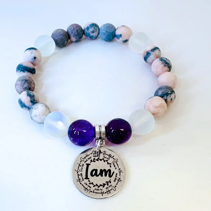 Sun theme bracelets-I Am Bible Verses Classic Charm Bracelet Amethyst