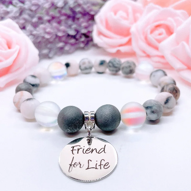 Slip knot bangles-Friend for Life Classic Charm Bracelet Druzy