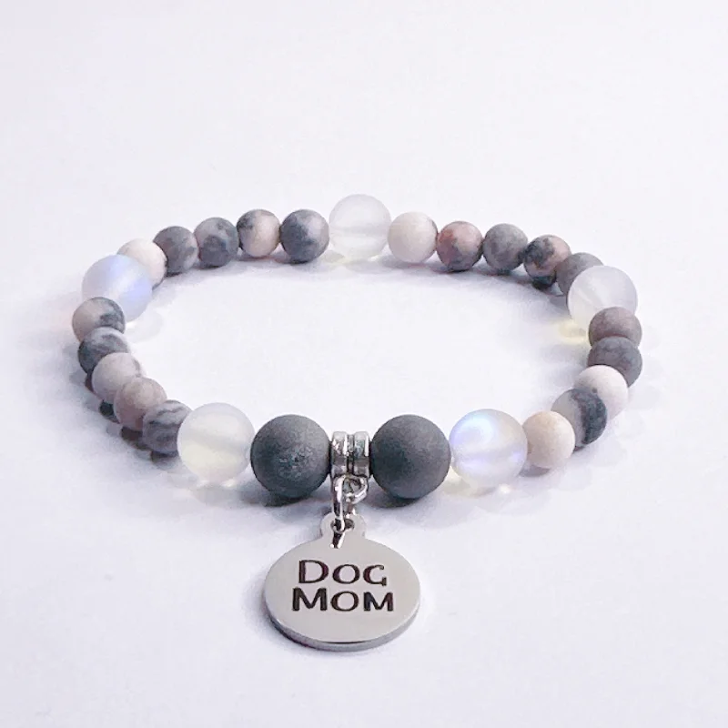 Fine stack bracelets-Dog Mom Companion Charm Bracelet Druzy