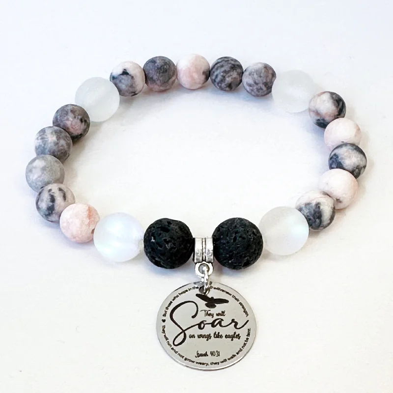 Ripple pattern bracelets-They Will Soar on Wings Like Eagles Isaiah 40:31 Classic Charm Bracelet Lava