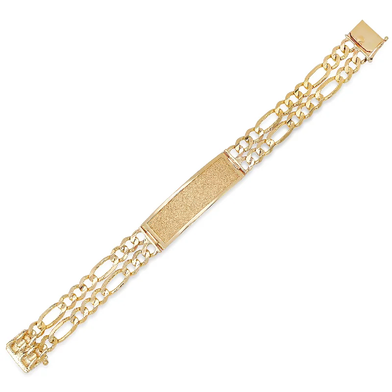 Grace charm bangles-14k Yellow Gold Double Strand 180 Figaro Beveled ID Bracelet