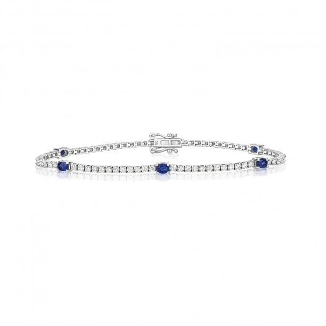 Sleek form bracelets-18ct White Gold Diamond And Sapphire Bracelet BDQ202WS