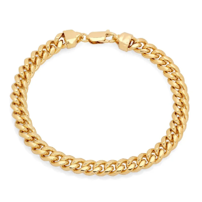 Fine stack bracelets-Yellow Gold Plated Silver 5 mm Miami Cuban Link Bracelet