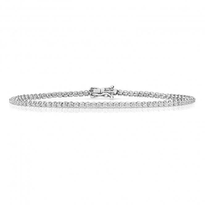 Sleek link bracelets-Diamond Jewellery 9ct White Gold Diamond Bracelet BD024W