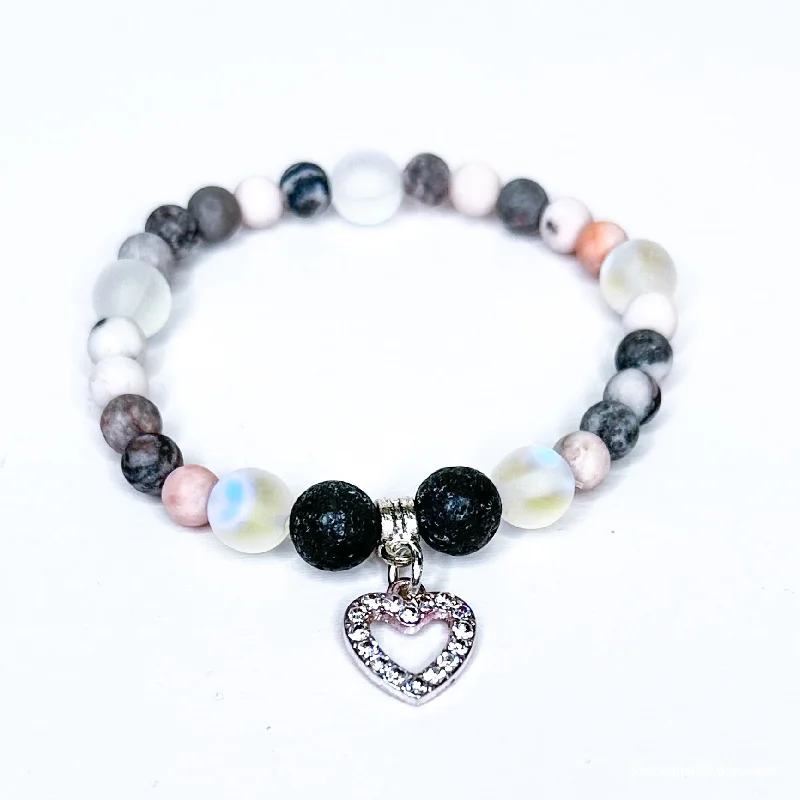 Thread wrap bracelets-Rhinestone Heart Companion Charm Bracelet Lava