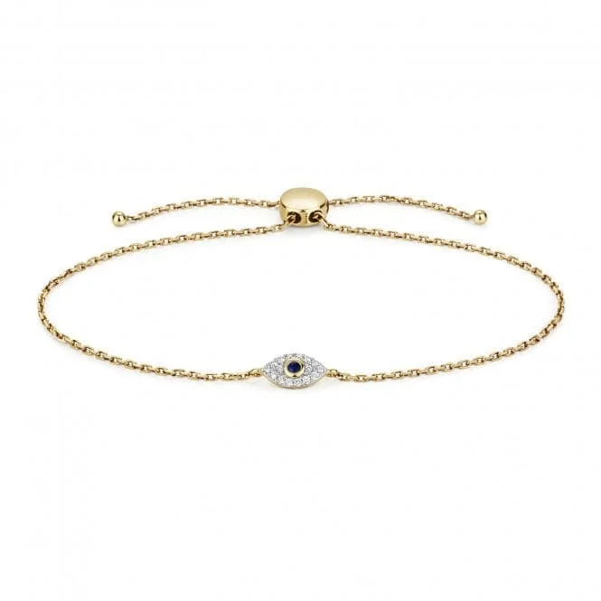 Coil charm bangles-Diamond Jewellery 9ct Gold Diamond Evil Eye Bracelet BD033